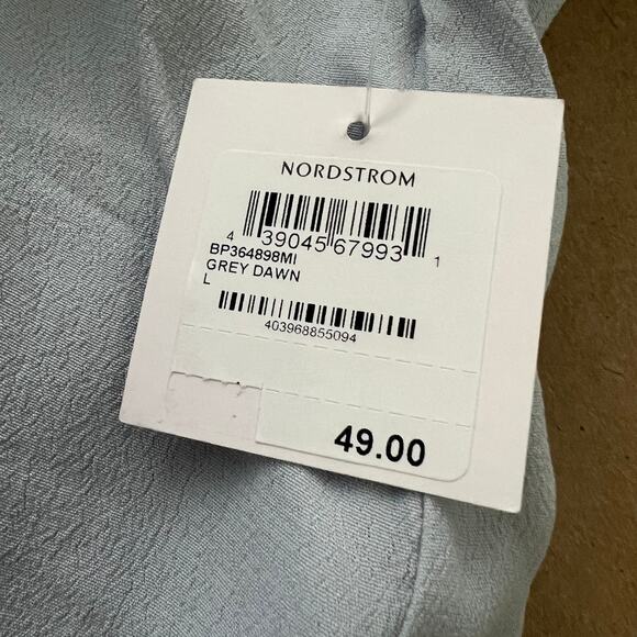 BP Brass Plum LARGE NWT Gray Top Blouse Long Split Sleeve V Neck - Picture 7 of 9